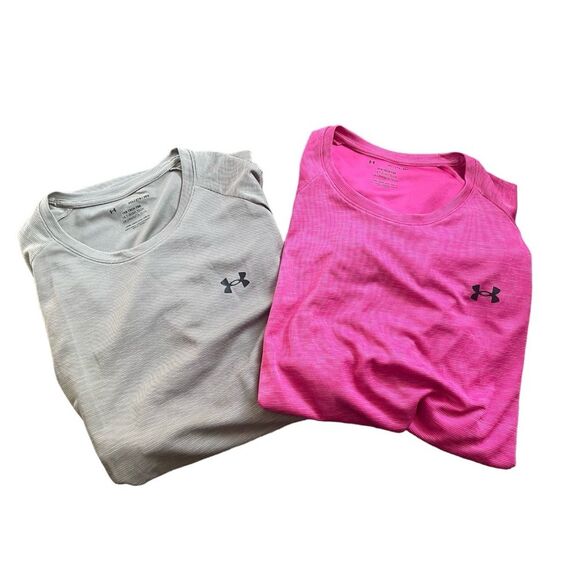 Underarmour Shirt Set of 2 Men's UA Tech™ Textured Short Sleeve pink grey sz 3xl - Picture 1 of 7